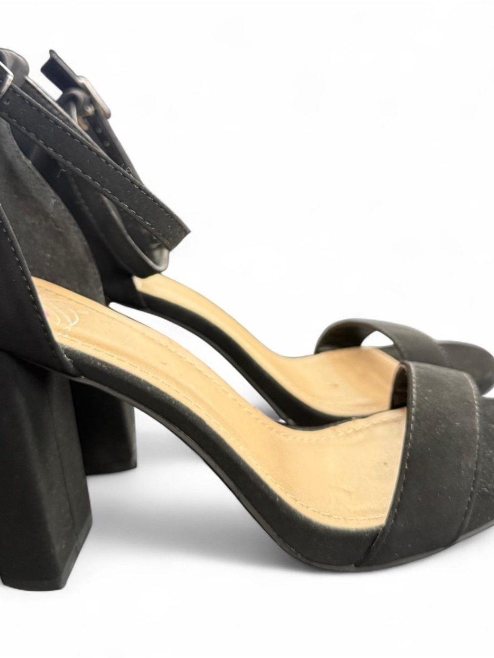 Women's Black Block Heel Ankle Strap Sandals